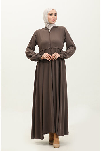 sefamerve Milk Coffee Mevlana Ferace - Lace Detailed 5069-08