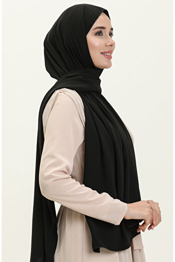 sefamerve Aymina Black Silk Cotton Shawl - 8612-07