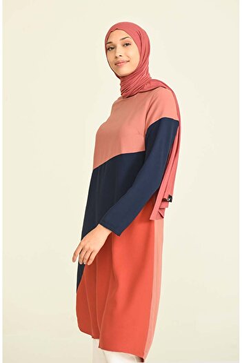 sefamerve Viscose Tunic 6447-04 - Three Pieces with Onion Shell Detail