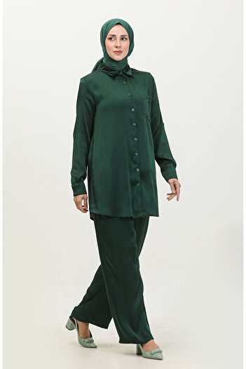 sefamerve Emerald Green Tunic and Trousers Set - 11304-06