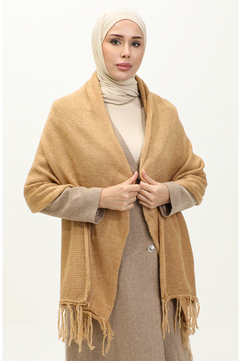 sefamerve 2064-09 Model Knitwear Knitted Shoulder Shawl - Gold