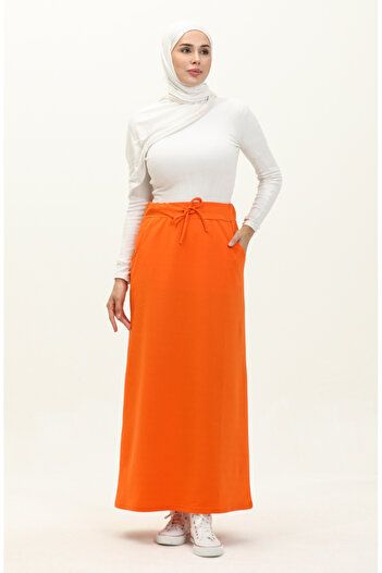 sefamerve Orange 0152-27 Model Sports Skirt with Pockets