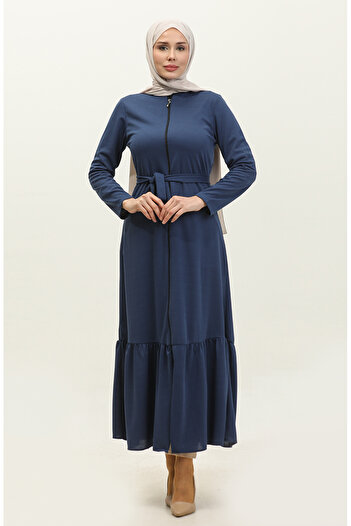 sefamerve Indigo Ferace - Skirt Tip Gathered and Belted 0703-08