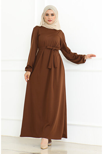 sefamerve Brown Belted Sports Dress - 3028-01