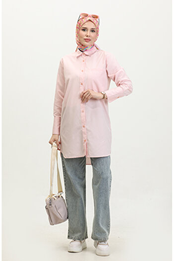 sefamerve Salmon Buttoned Tunic - 4820-06 Model