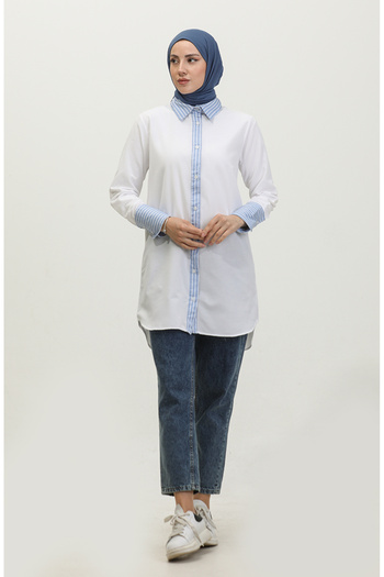 sefamerve White Striped Tunic - 4823-09