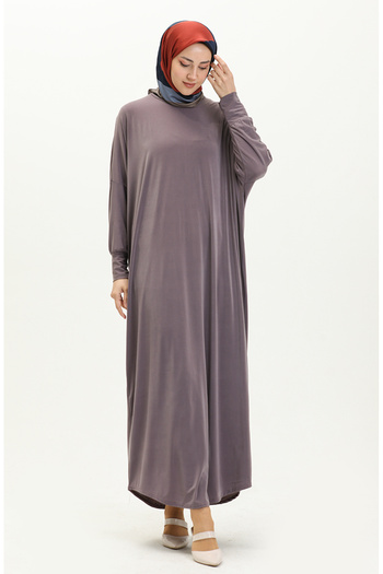 sefamerve Light Lilac Bat Sleeve Casual Dress - 2000-19