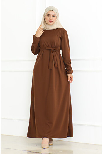 sefamerve Brown Belted Sports Dress - 3028-01