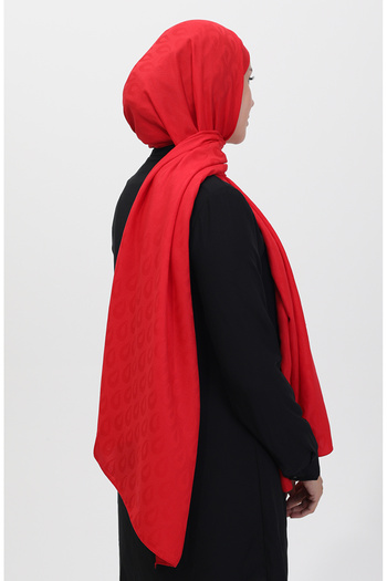 sefamerve Madame Mary Damla Jacquard Shawl 19085-08 Red