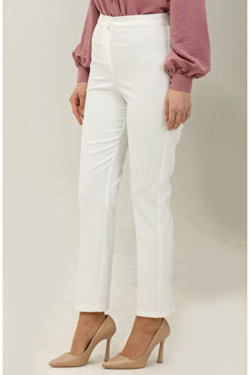 sefamerve Ecru Straight Leg Trousers 1148-11