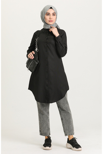 sefamerve Buttoned tunic with pockets 6472-14 black