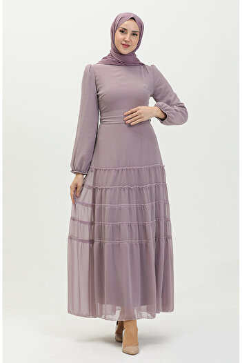 sefamerve Lilac Evening Dress - Gathered, Model 5712-07