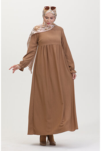 sefamerve Mink Ruffle Sleeve Gathered Dress - 1011-01