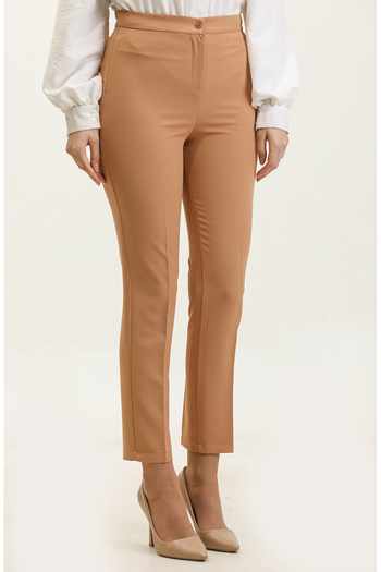 sefamerve 1148-10 Camel Straight Leg Trousers