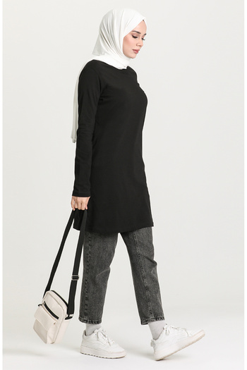 sefamerve Straight Sports Tunic 6016-01 Black