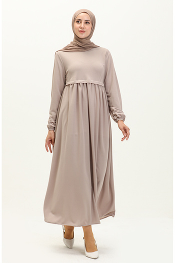 sefamerve Mink Gathered Dress - 0666-10 Model