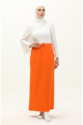 sefamerve Orange 0152-27 Model Sports Skirt with Pockets