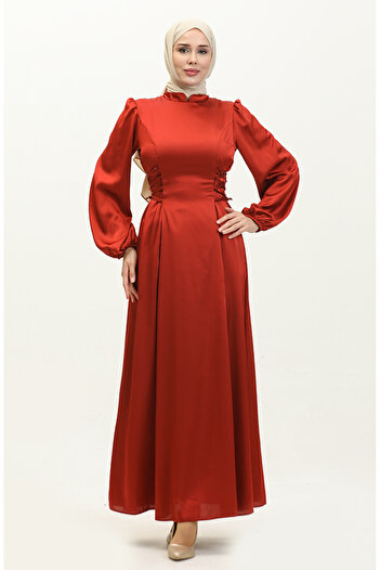 sefamerve Burgundy Evening Dress - Side Tie, Model 6156-08