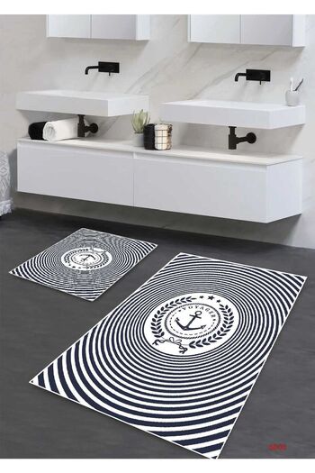 df home 6000 Model Digital Printed Non-Slip Washable Bath Mat - (60X100)+(50X60)