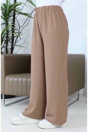 sefamerve Dark Mink Aerobin Fabric - Wide Leg Trousers 1006-37