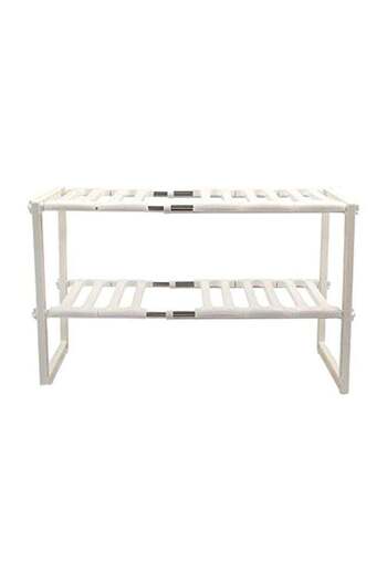 COOYA Double-Layer Shelf, Solid Material, Suitable for Under the Kitchen Sink, 70x38x26cm, White