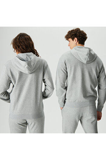 Converse Go-To Embroidered Star Chevron Standard Fit Full-Zip Unisex Gri Kapüşonlu Eşofman Üstü