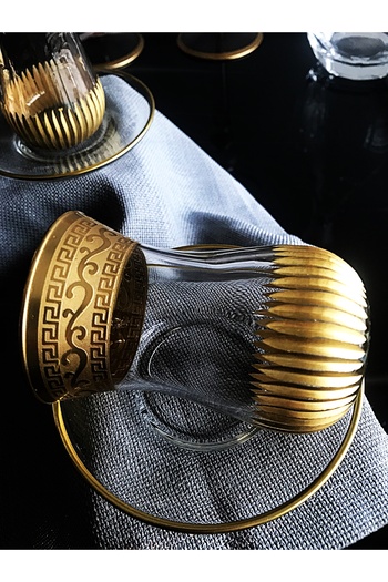 DECOSTYLE Gold dekor tabaklı 6 Kişilik Ajda Çay takımı 165 Cc