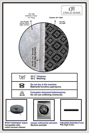 Chilai Home Regona Gray 3-Piece Bathroom Mat Set, Non-Slip Base Toilet Set Djtbanyo