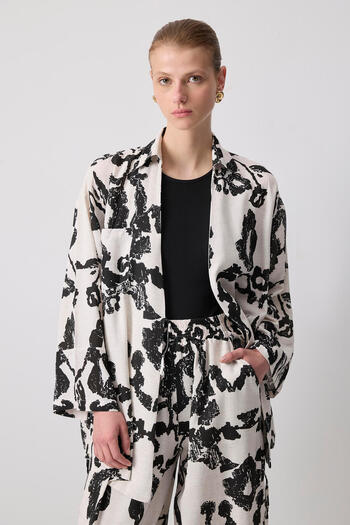 Touché Privé Linen Textured Patterned Kimono Pants Set