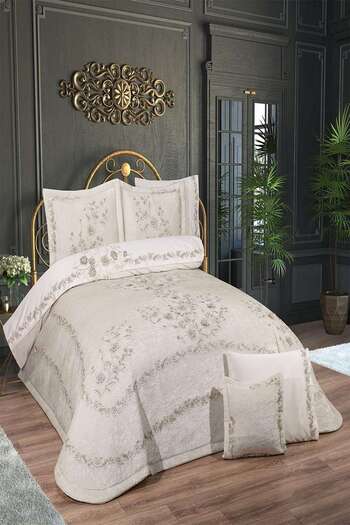 Madamca Di̇lber Hatun 8 Pieces Velvet Bed Cover
