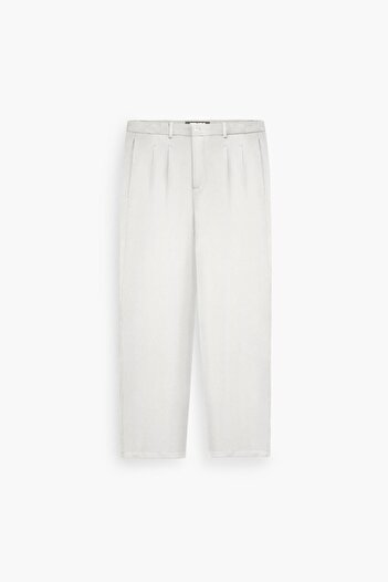 ablukaonline White Baggy Fit Men's Fabric Trousers