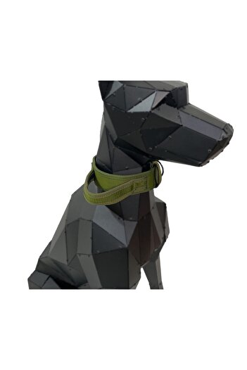 Tasma Market Khaki Green Handled Soft Textured Column Dog Collar Dog Tactical Collar