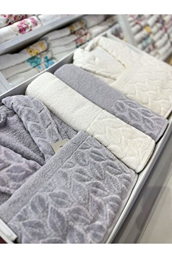 Nurpak Hazal Family Bathrobe Set - 8 Pieces 100% Cotton B