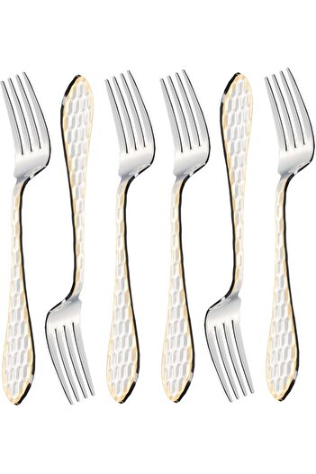 ALSAIF K2230501/df Stainless Steel Dining Forks 6-piece Set, Silver/gold