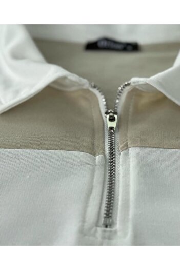 woonkey Unisex Oversized Striped Half Zip Polo Collar Track Suit Cotton Set of 2 New Season