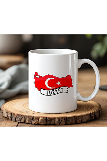 BB TRADE Türkiye Map Designed White Ceramic Printed Mug Cup 330ml