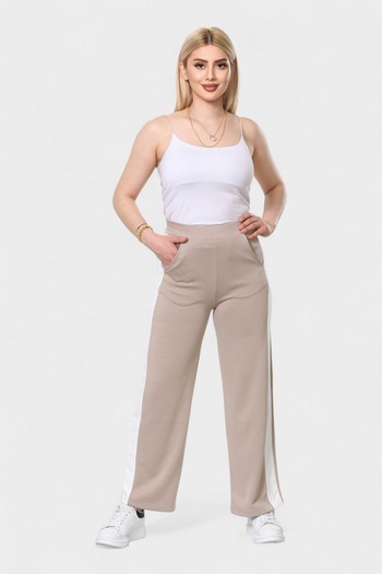NEWCO Πλαϊνή ρίγα Ψηλόμεση Loose Leg Sweatpants άνετο γκρι