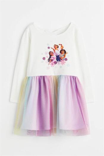 Motebarn Wear Κοριτσίστικο μακρυμάνικο φόρεμα Tutu Λευκό