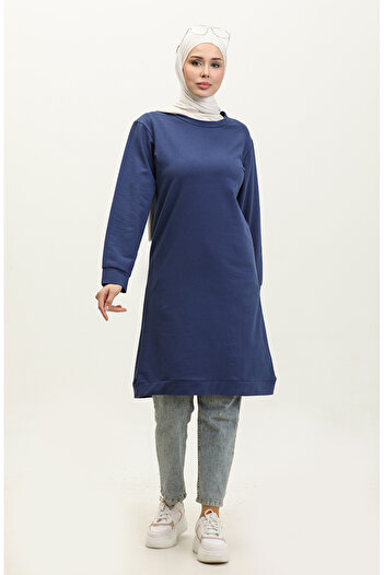 sefamerve Blue Crew Neck Sweatshirt - 23124-02