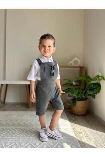 favorimkids Salopet Suit with Front Pocket Salopet Shirt Set of 2 1-6 Years