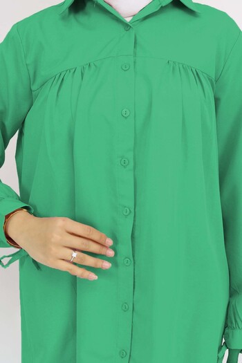 benguen Lace Sleeve Hijab Shirt Green 12030