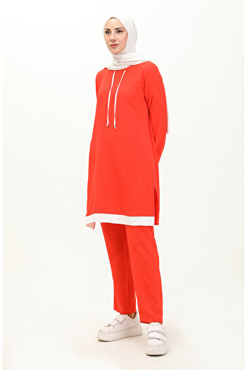 sefamerve Aerobin Fabric Tunic and Trousers Set of Two - Orange 1003-04