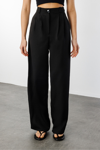 GENIUS STORE Women's Pleated Fabric High Waist Palazzo Pants Pants-002
