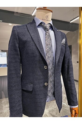 AGUSTİNİ Lacivert Renk Blazer Tek Ceket Slim Fit | Agustini
