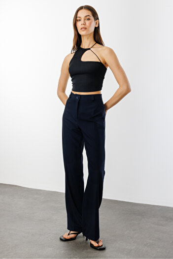 GENIUS STORE Kadın Yüksek Bel Wide Leg Kumaş Pantolon PANTOLON-004