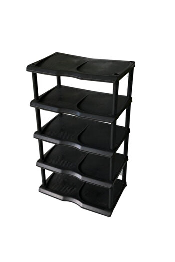 Herum 5-tier plastic shoe rack, Black, 47 x 30 x 77 cm