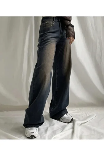KOTOLOG Smoked Washed Wide Leg Baggy Jean Trousers Rotro
