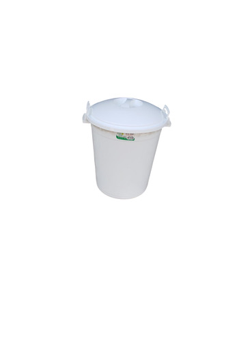 KAPLANBABA 50 Lt Round Plastic Large Size Trash Can with Lid Water Meat Bucket Balcony Garden Bucket with Lock (43X45X50)