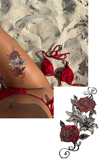 TAKIŞTIR Geçici Gül Figürlü Büyük Boy Dövme Tattoo