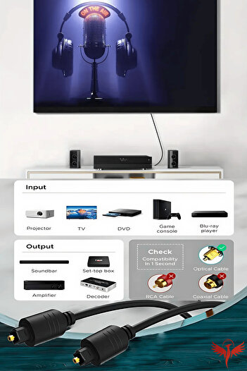 KAJİWA 1.5 Metre Fiber Optik Ses Kablosu Premium Digital Optic Toslink 1.5mt
